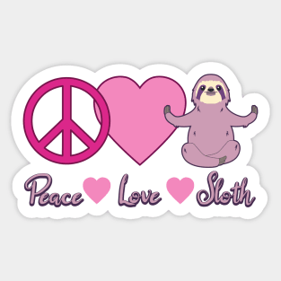 Peace Love Sloth Pink Tones Sticker